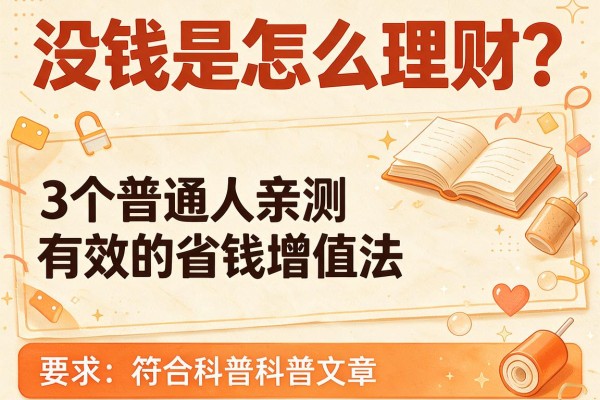 没钱是怎么理财？3个普通人亲测有效的省钱增值法