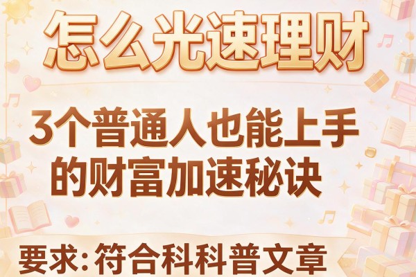 怎么光速理财：3个普通人也能上手的财富加速秘诀