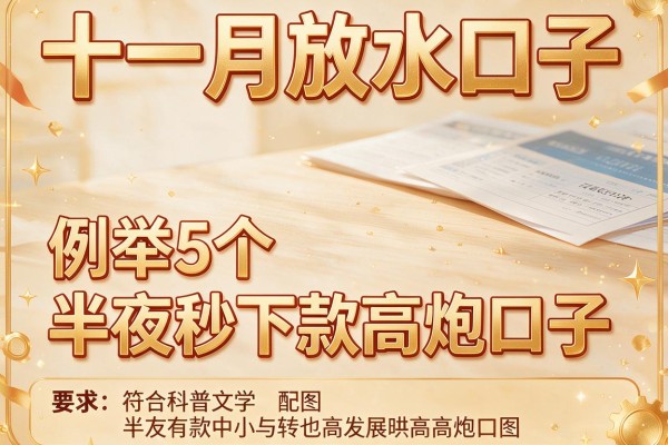 十一月放水口子，例举5个半夜秒下款高炮口子