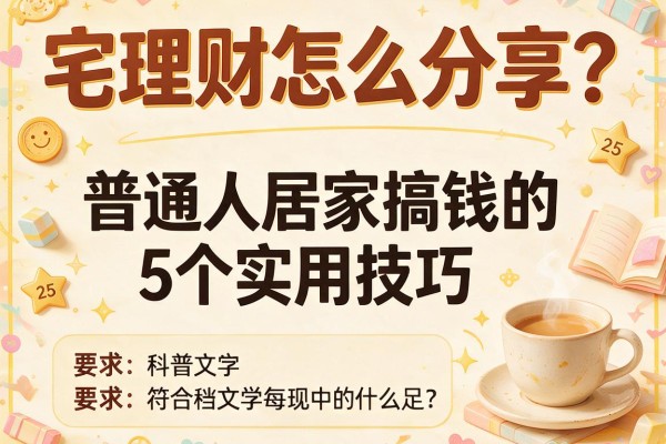 宅理财怎么分享？普通人居家搞钱的5个实用技巧