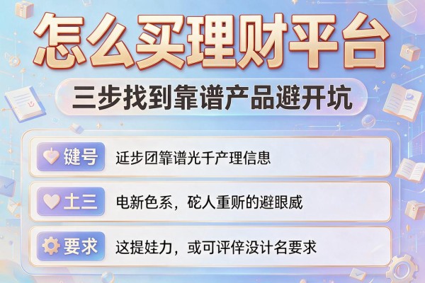 怎么买理财平台：三步找到靠谱产品避开坑