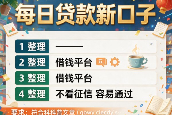 每日贷款新口子，整理五个借钱平台不看征信容易通过