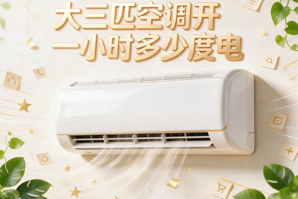 大三匹空调开一小时多少度电