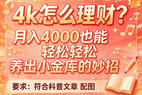4k怎么理财？月入4000也能轻松养出小金库的妙招