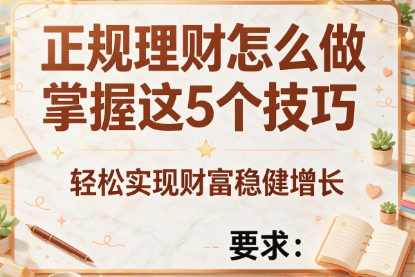 正规理财怎么做掌握这5个技巧，轻松实现财富稳健增长