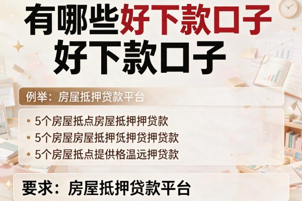 有哪些好下款口子，例举5个房屋抵押贷款平台