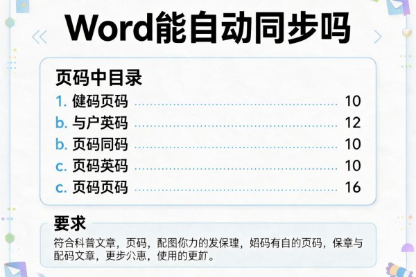 Word中目录和页码能自动同步吗？