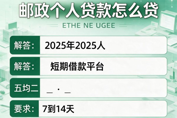 邮政个人贷款怎么贷，解答五家2025年短期借款平台,7到14天