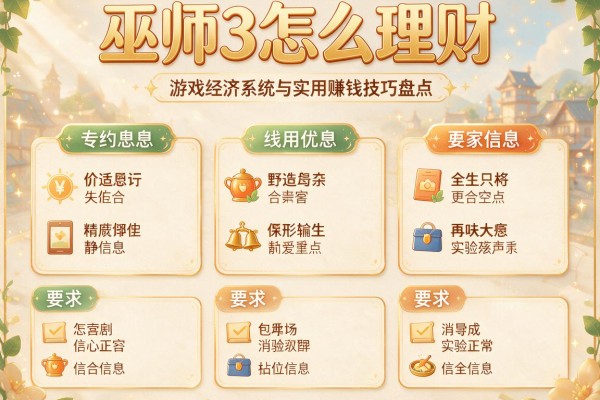 巫师3怎么理财：游戏经济系统与实用赚钱技巧盘点