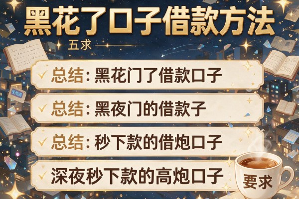 黑花了口子借款方法，总结五个深夜秒下款的高炮口子