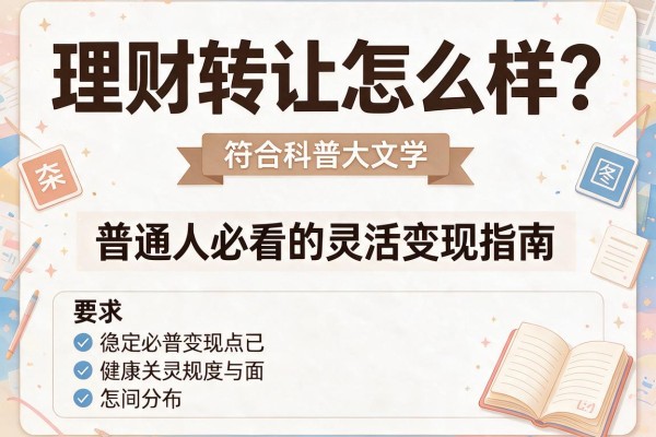 理财转让怎么样？普通人必看的灵活变现指南