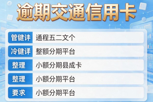 逾期交通信用卡，整理五个小额分期平台