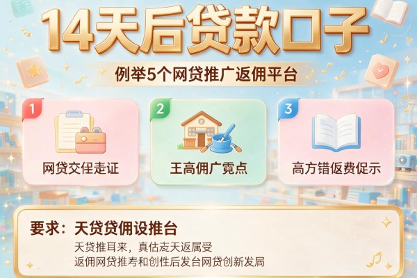 14天后贷款口子，例举5个网贷推广返佣平台