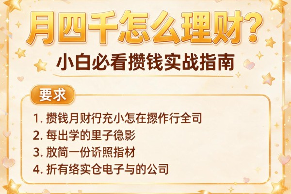 月四千怎么理财？小白必看的攒钱实战指南