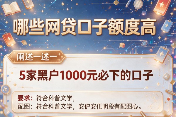 哪些网贷口子额度高，阐述5家黑户1000元必下的口子