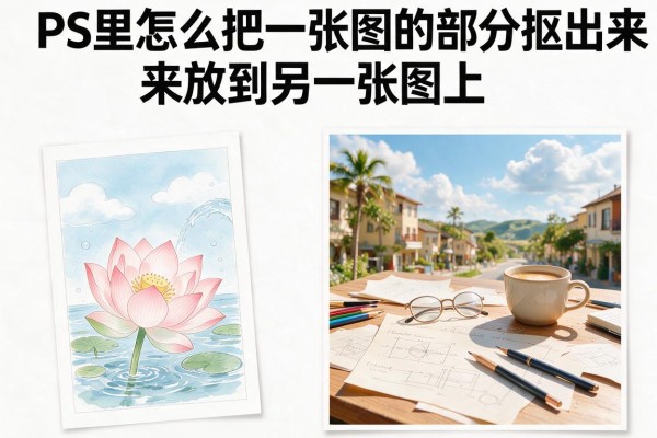 PS里怎么把一张图的部分抠出来放到另一张图上
