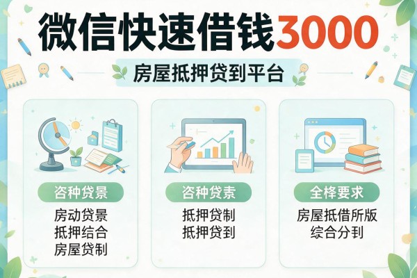 微信快速借钱3000，推荐五个房屋抵押贷款平台