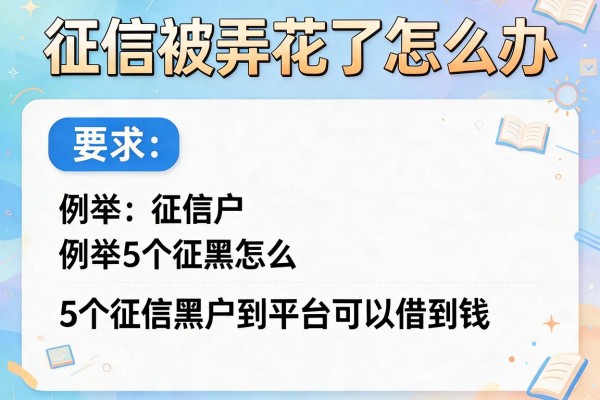 征信被弄花了怎么办,例举5个征信黑户到平台可以借到钱