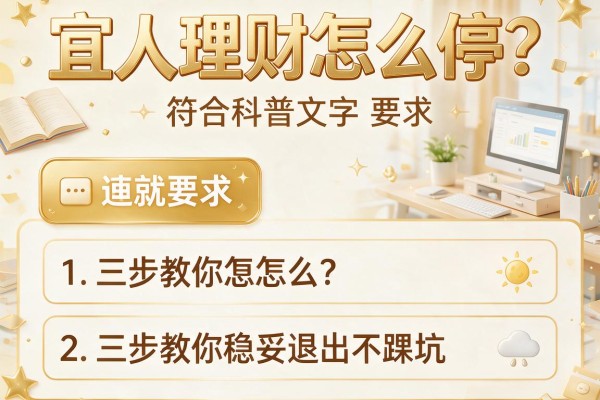 宜人理财怎么停？三步教你稳妥退出不踩坑