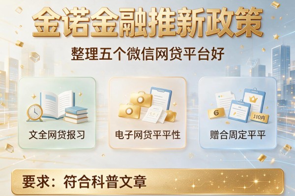 金诺金融推新政策，整理五个微信网贷平台好