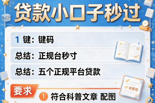贷款小口子秒过，总结五个正规平台贷款