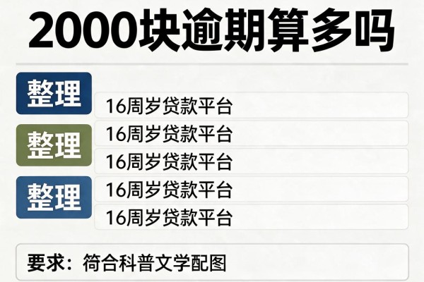 2000块逾期算多吗，整理五个16周岁贷款平台