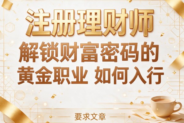 注册理财师：解锁财富密码的黄金职业如何入行？