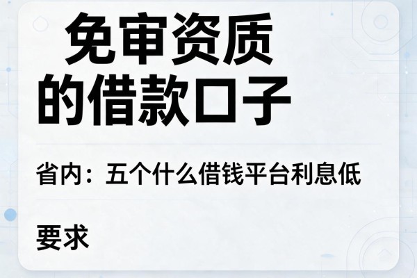 免审资质的借款口子，省内五个什么借钱平台利息低