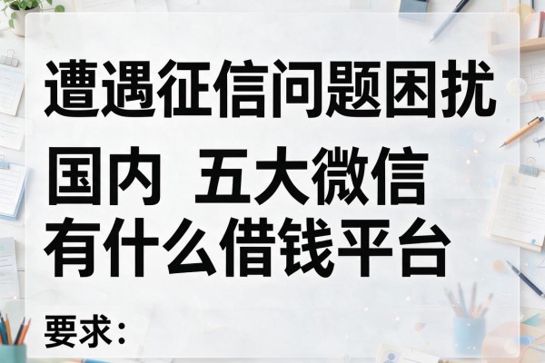 遭遇征信问题困扰,国内五大微信有什么借钱平台