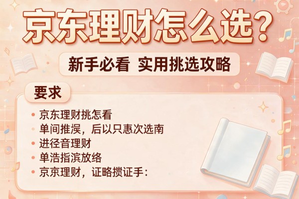 京东理财怎么选？新手必看的实用挑选攻略