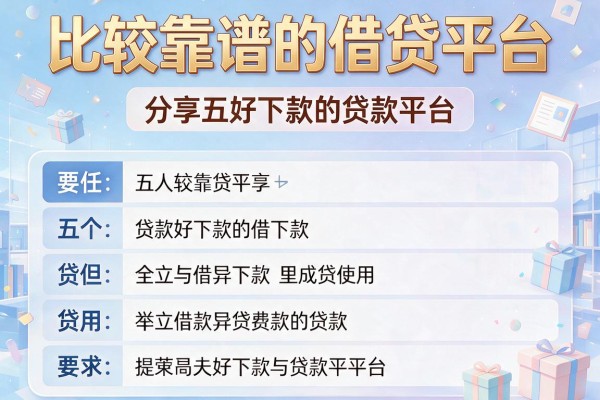 比较靠谱的借贷平台，分享五个好下款的贷款平台