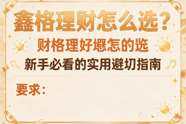 鑫格理财怎么选?新手必看的实用避坑指南