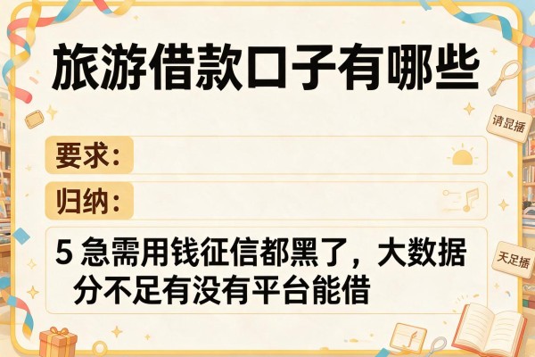 旅游借款口子有哪些,归纳5个急需用钱征信都黑了大数据分不足有没有平台能借