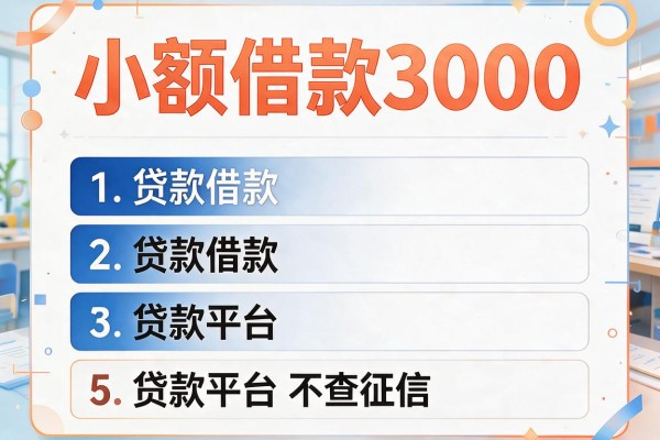 小额借款3000，阐述5家贷款平台不查征信