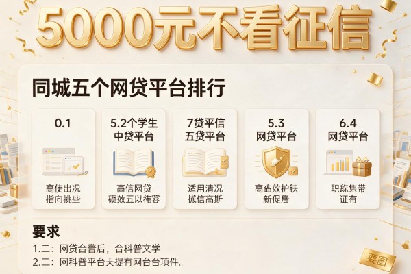 5000元不看征信，同城五个网贷平台排行